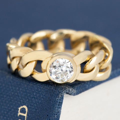 .57ct Old European Cut Diamond Bezel Chain Ring