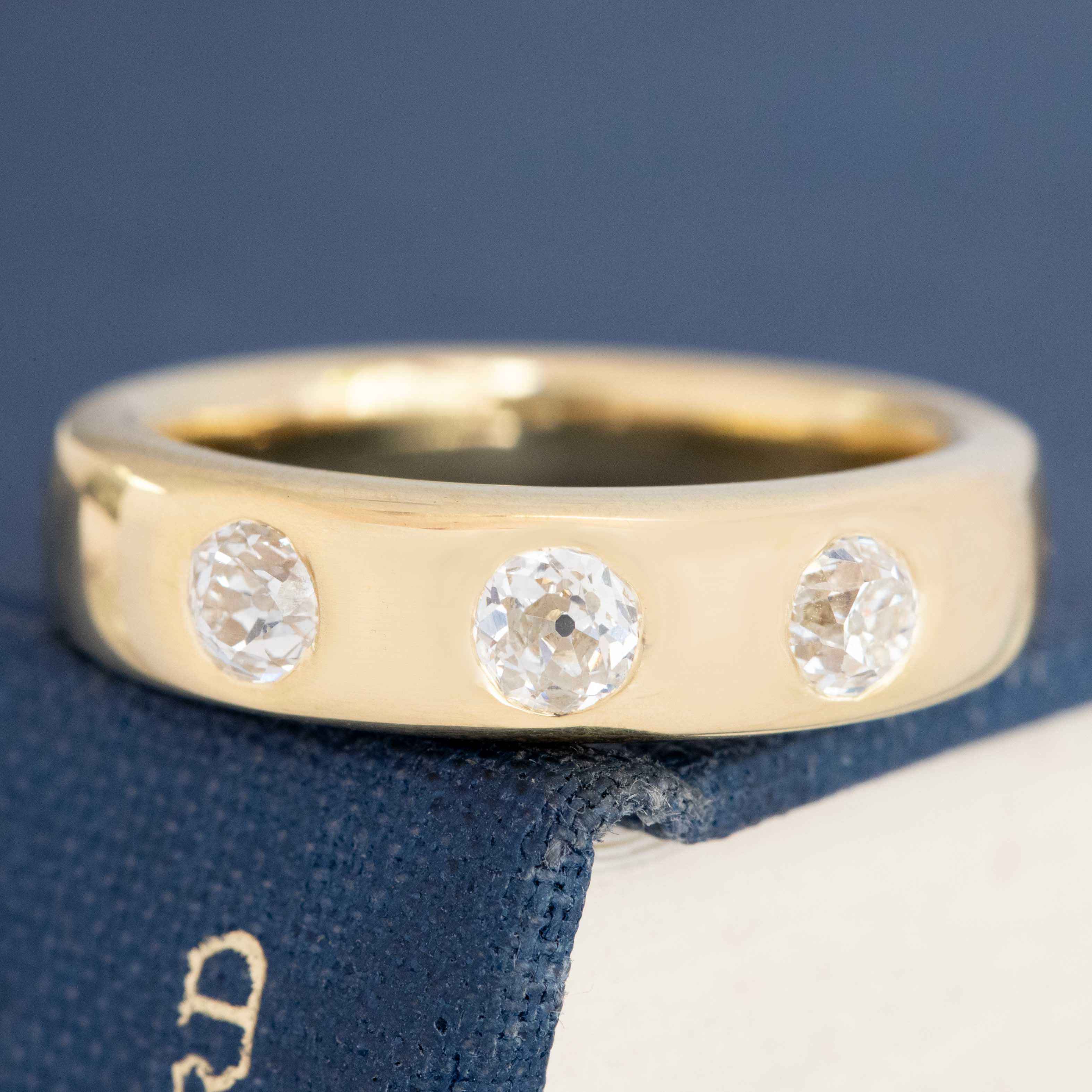 .75ctw Old European Cut Diamond 3-Stone Band