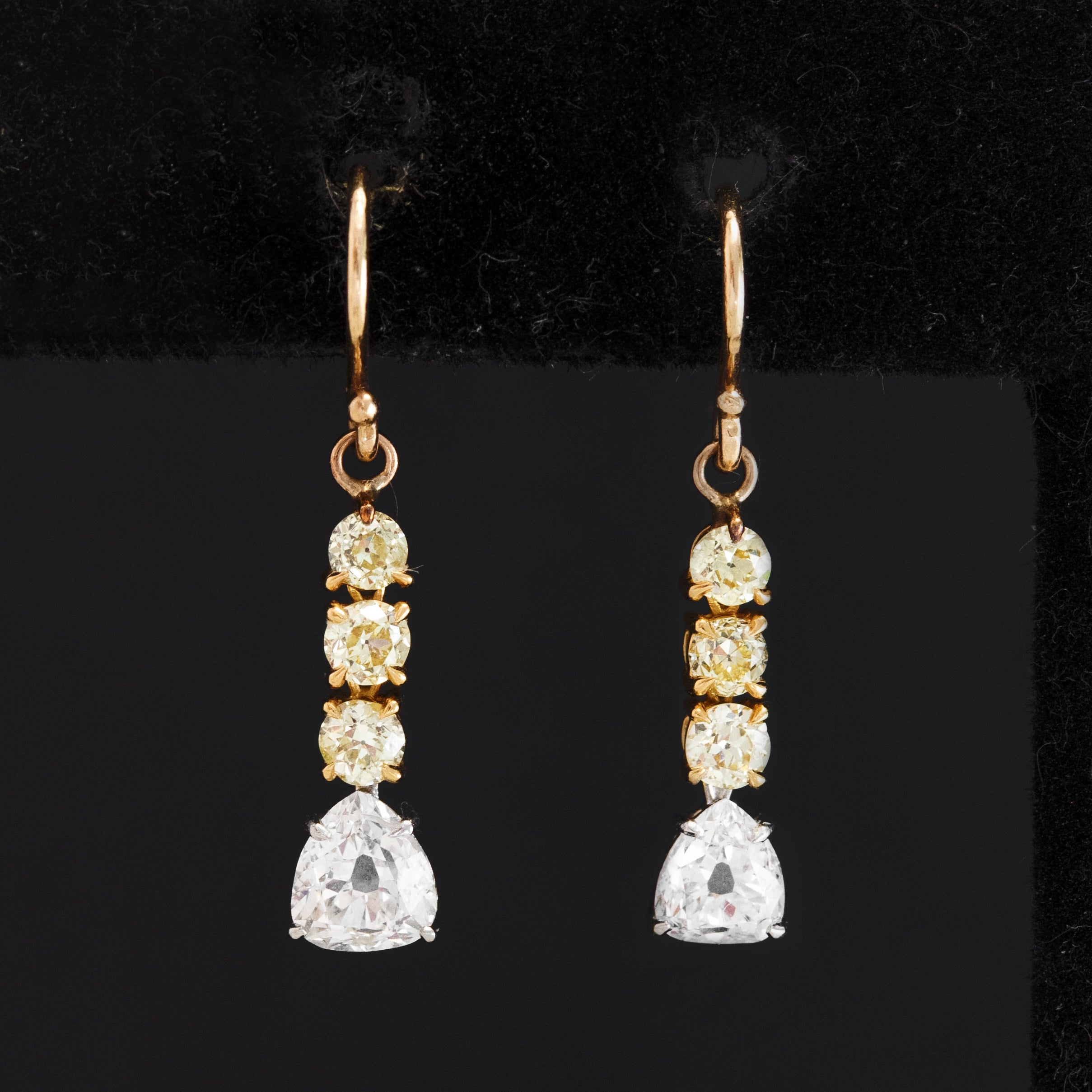 1.55ctw Pear Cut Fancy Diamond Drop Earrings