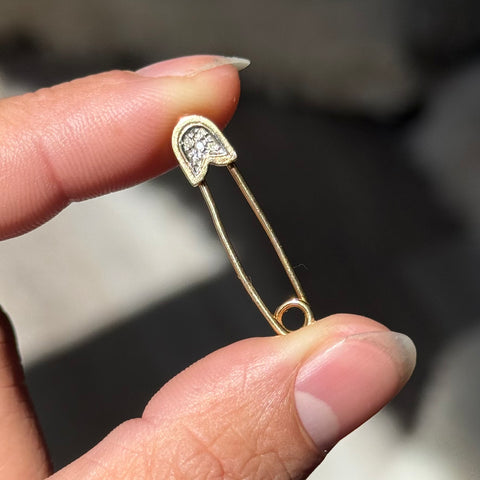 Vintage Diamond Safety Pin Brooch