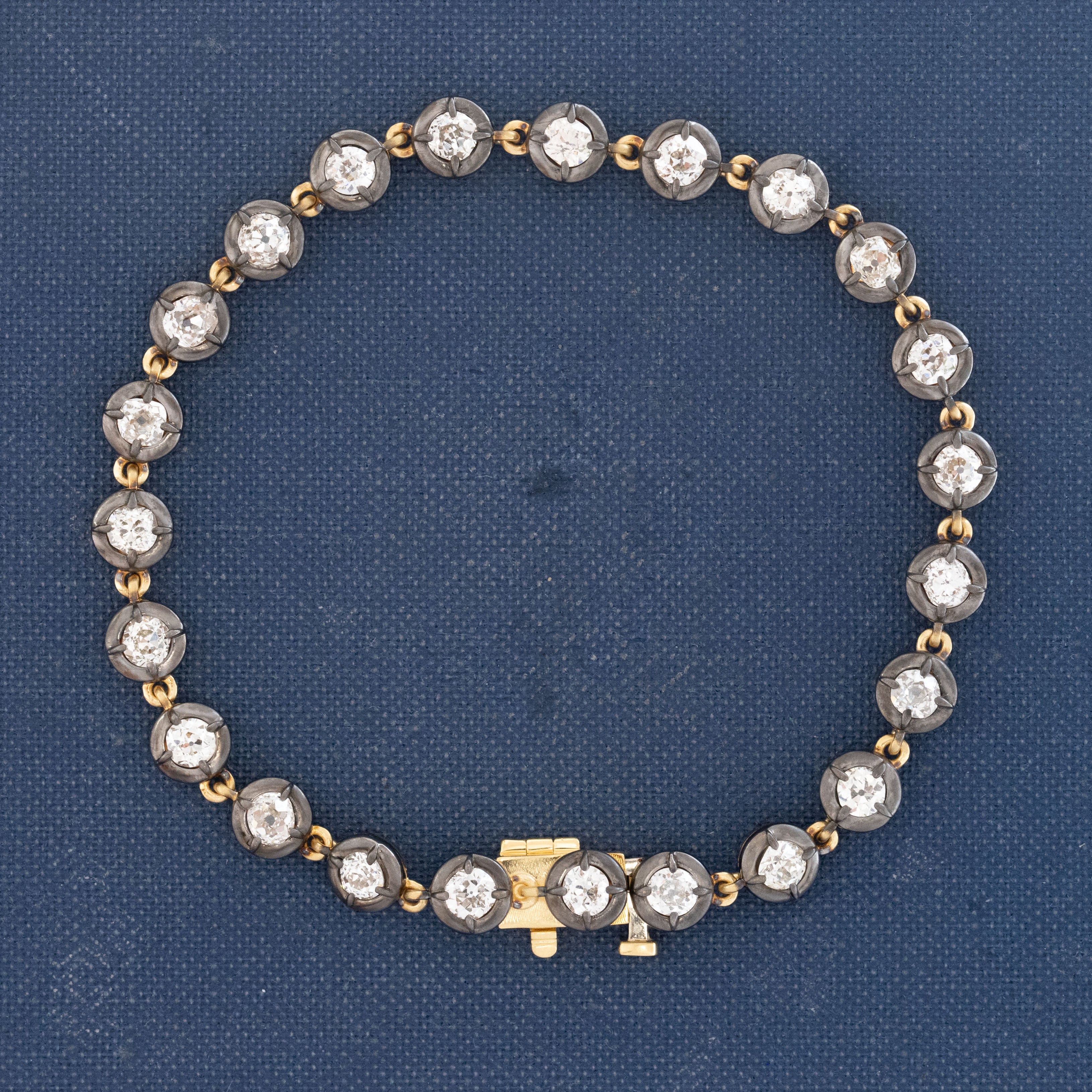 4.01ctw Old European Cut Diamond Collet Tennis Bracelet