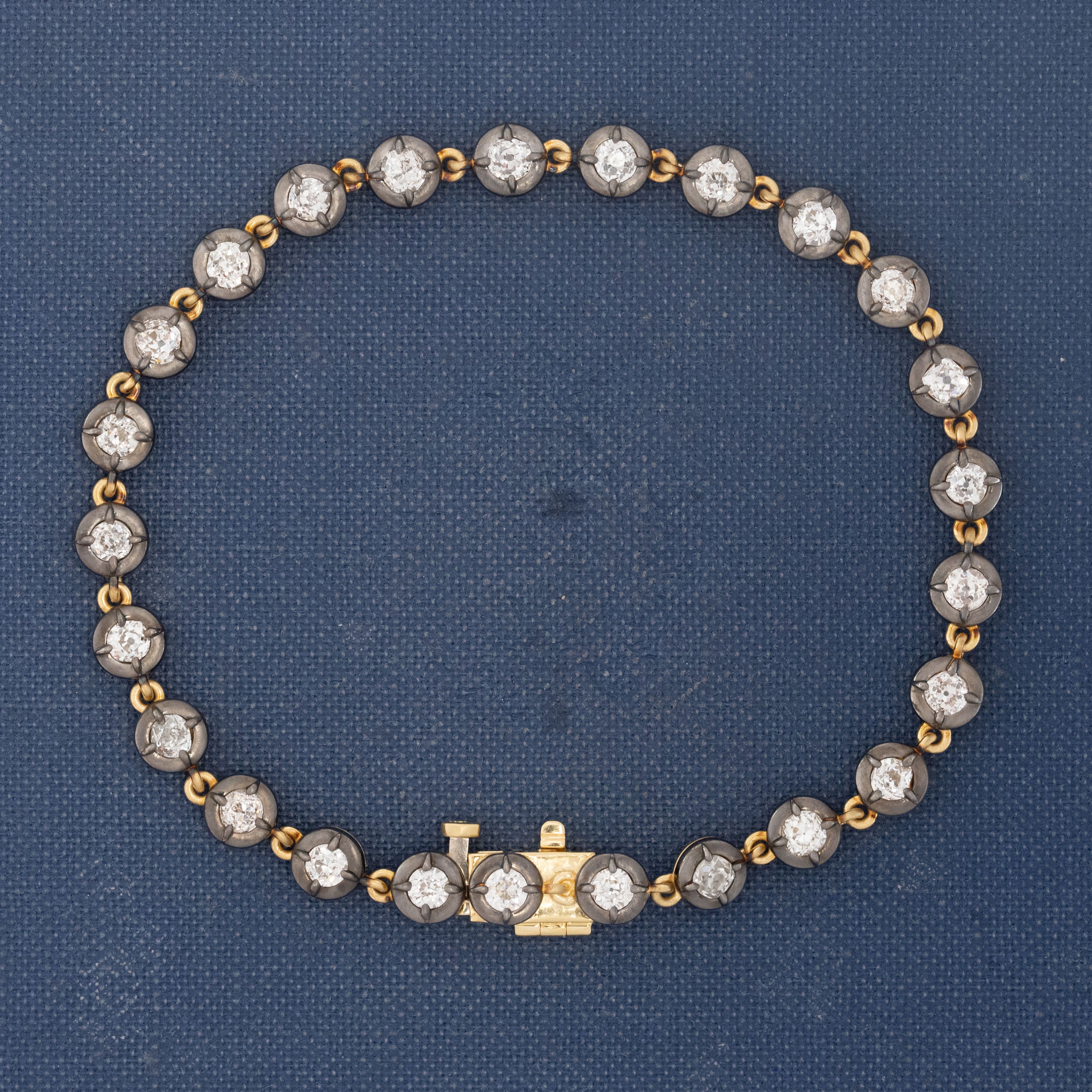 3.09ctw Old European Cut Diamond Collet Tennis Bracelet