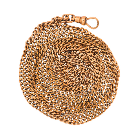 Vintage Long Curb Link Chain Necklace