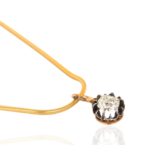 .59ct Victorian Old Mine Cut Diamond Collet Pendant