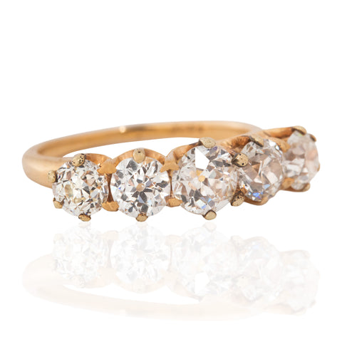 1.68ctw Antique Old European Cut Diamond Graduated Ring
