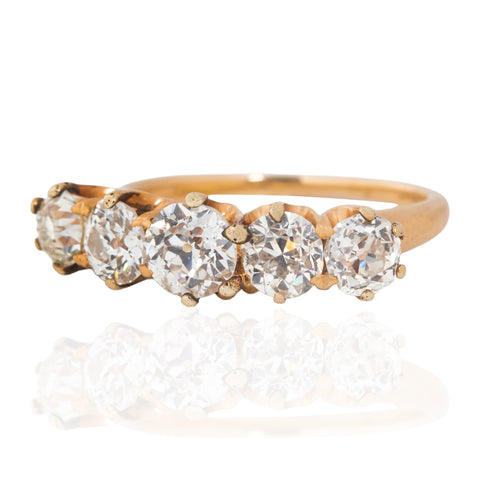1.68ctw Antique Old European Cut Diamond Graduated Ring
