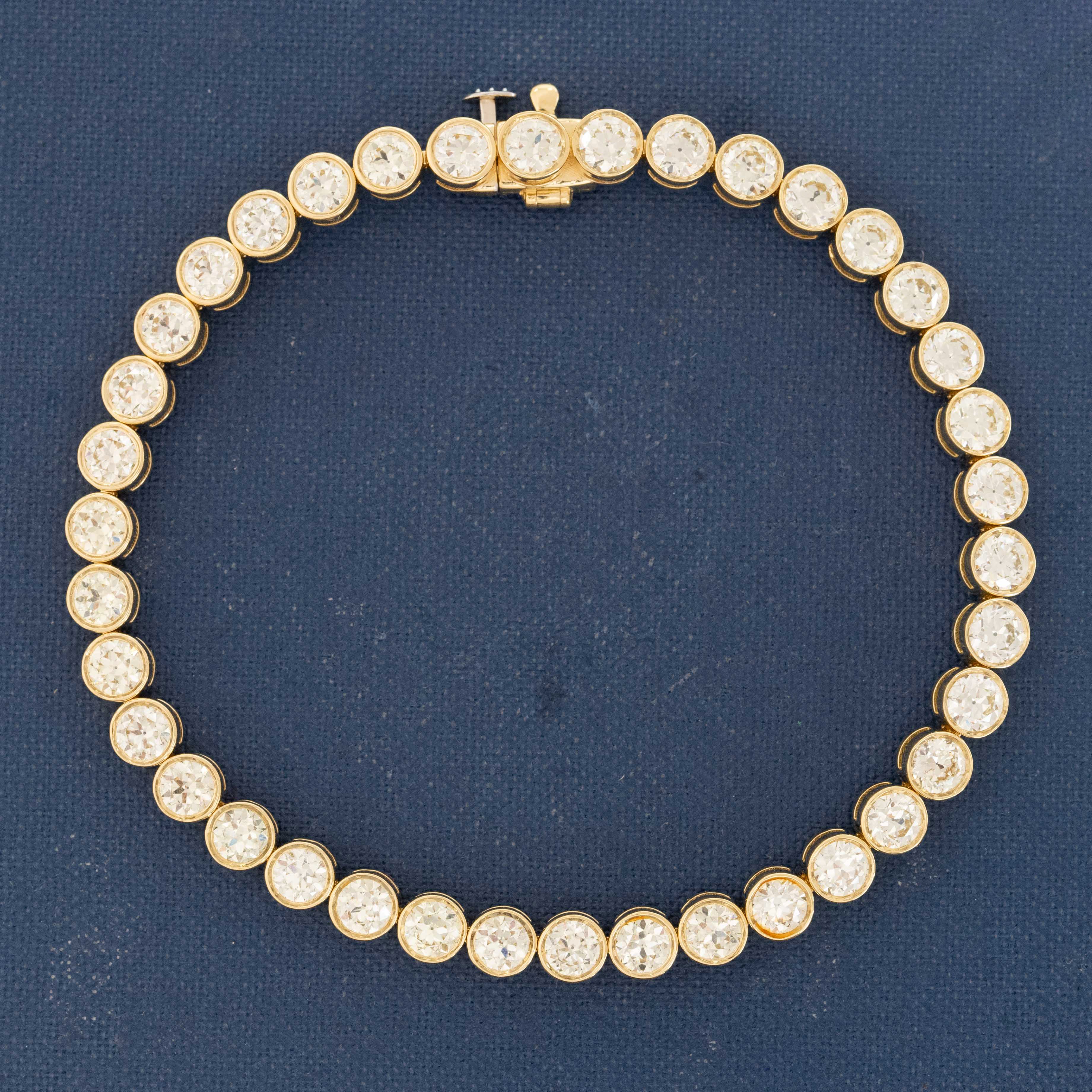 7.68ctw Old European Cut Diamond Bezel Tennis Bracelet