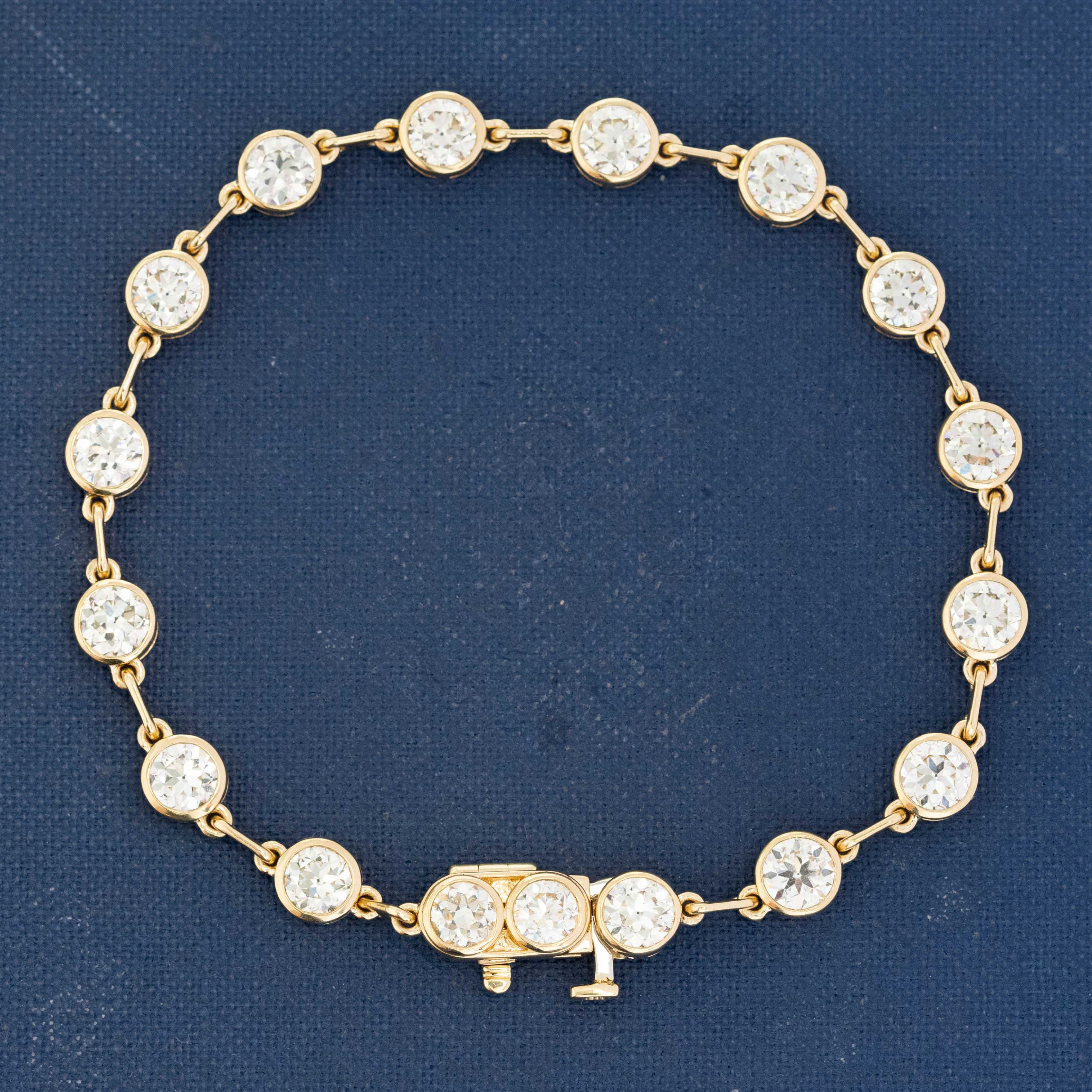 6.50ctw Old European Cut Diamond Bezel Bar Link Tennis Bracelet