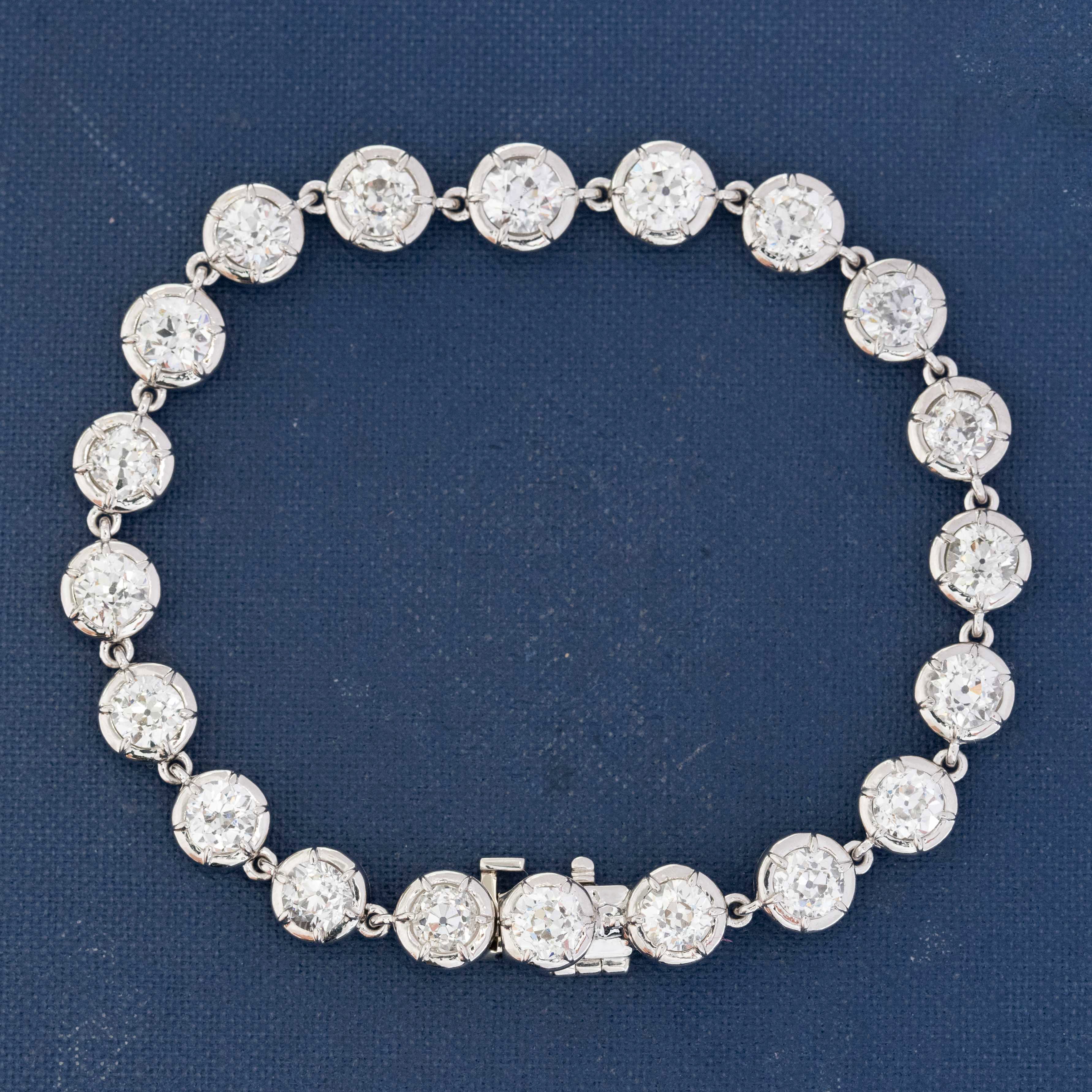 10.20ctw Old European Cut Diamond Collet Tennis Bracelet