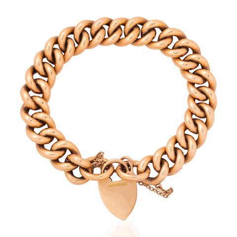 Victorian Curb Link Heart Padlock Bracelet, English