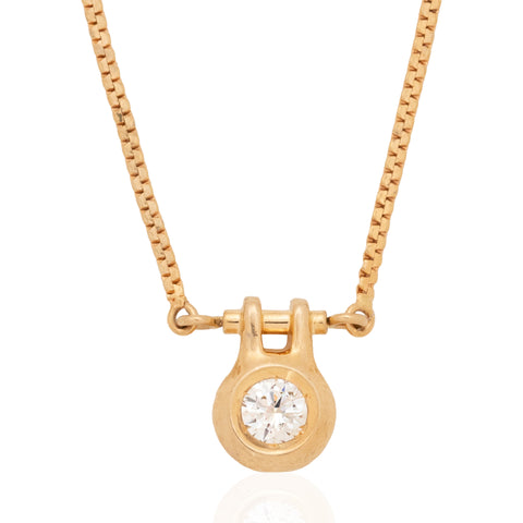 Vintage Round Brilliant Cut Diamond Pendant, Italian