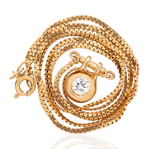 Vintage Round Brilliant Cut Diamond Pendant, Italian
