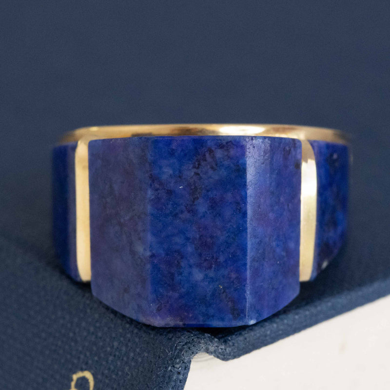 Middle East Vintage Solid Silver Lapis Lazuli Men's Ring. - Ruby Lane