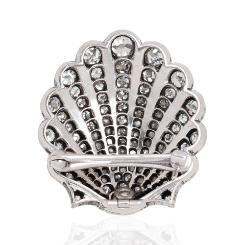 4.00ctw (est) Antique Diamond Scallop Shell Brooch/Pendant