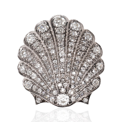 4.00ctw (est) Antique Diamond Scallop Shell Brooch/Pendant