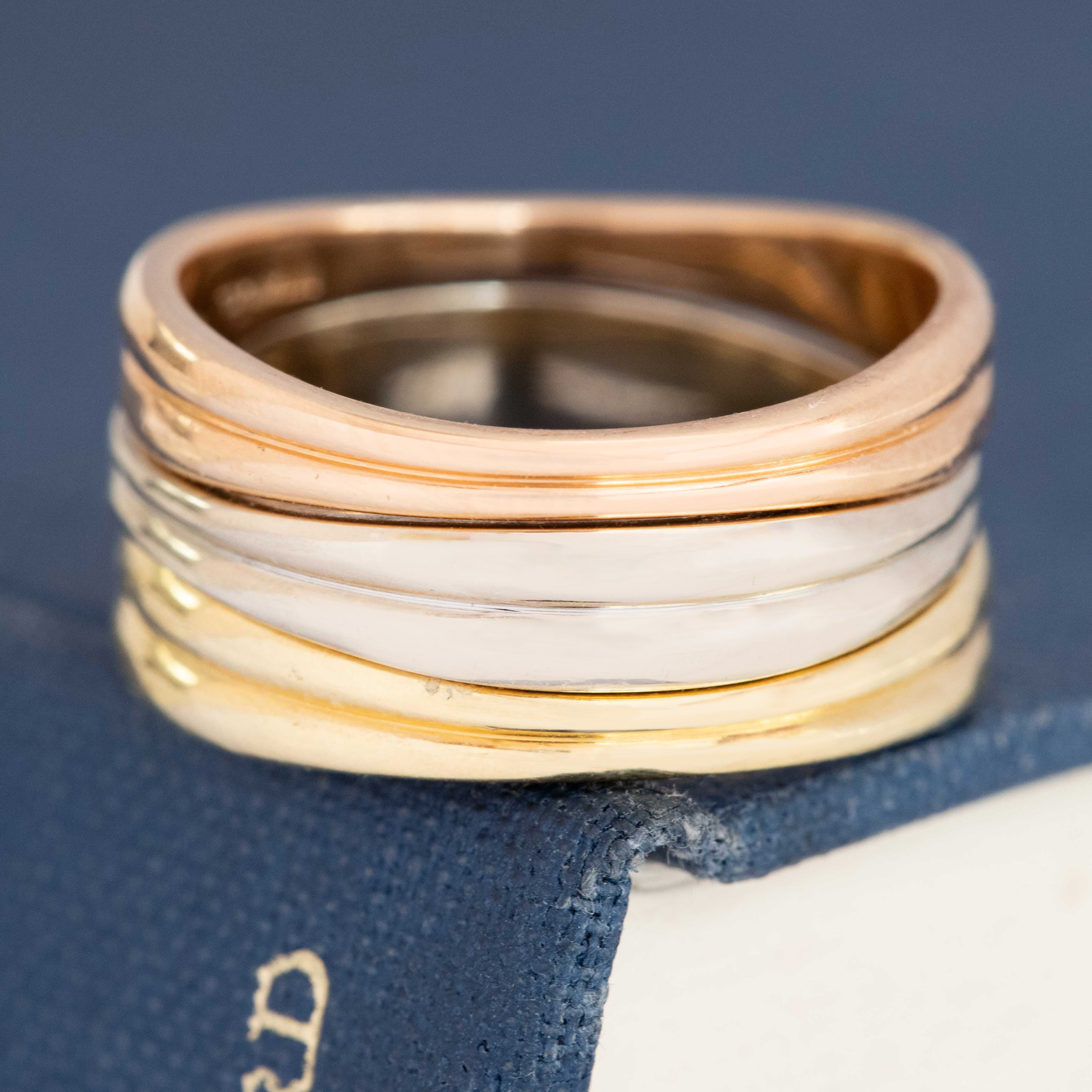 Tiffany &amp; Co. vintage triple band ring in 18K yellow, white, and rose gold
