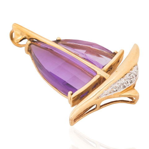Vintage Amethyst & Diamond Sailboat Pendant