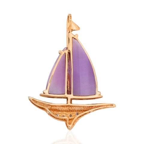 Vintage Amethyst & Diamond Sailboat Pendant