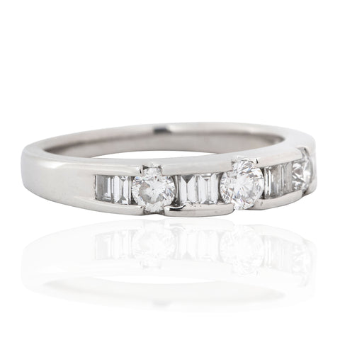 Vintage Baguette & Round Cut Diamond Band