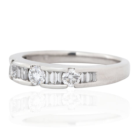 Vintage Baguette & Round Cut Diamond Band