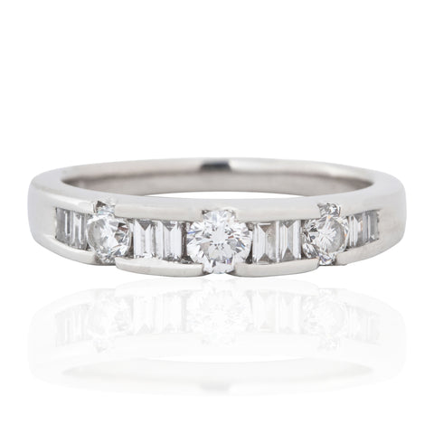 Vintage Baguette & Round Cut Diamond Band