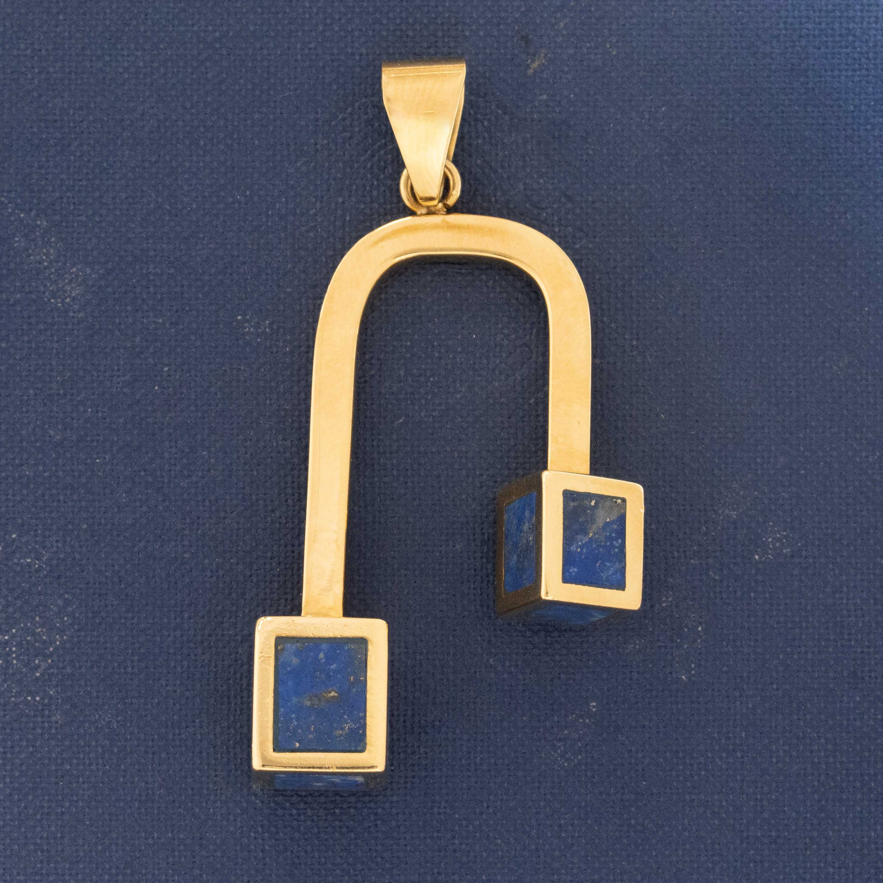 Vintage Geometric Lapis Key Holder Pendant by Cartier
