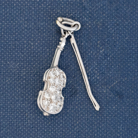 Vintage Diamond Violin Charm
