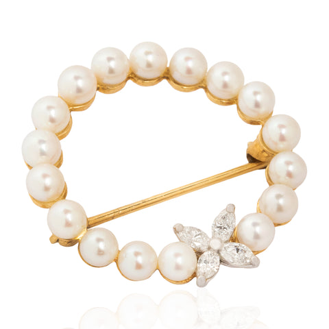 Vintage Diamond & Pearl Brooch, by Tiffany & Co.