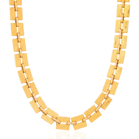 Vintage Flat Square Link Chain Necklace