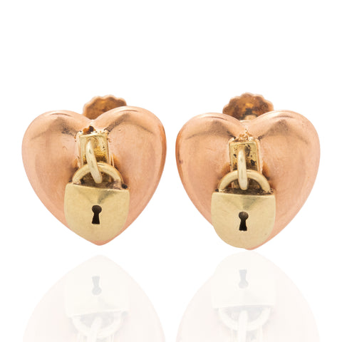 Vintage Padlock Heart Earrings