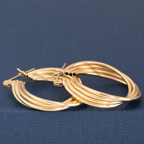 Vintage Triple Row Hoop Earrings