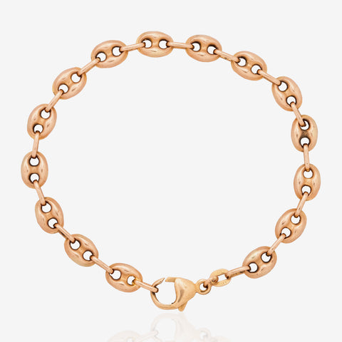 Vintage Rose Gold Mariner Link Chain Bracelet, Italian