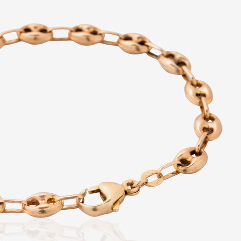 Vintage Rose Gold Mariner Link Chain Bracelet, Italian