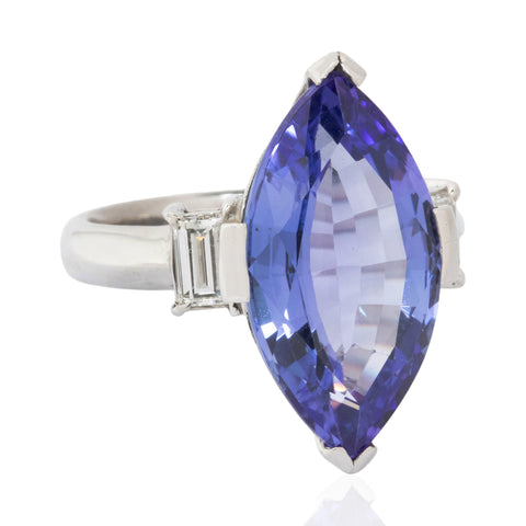 7.04ctw Vintage Tanzanite & Diamond Ring
