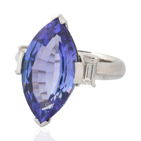 7.04ctw Vintage Tanzanite & Diamond Ring