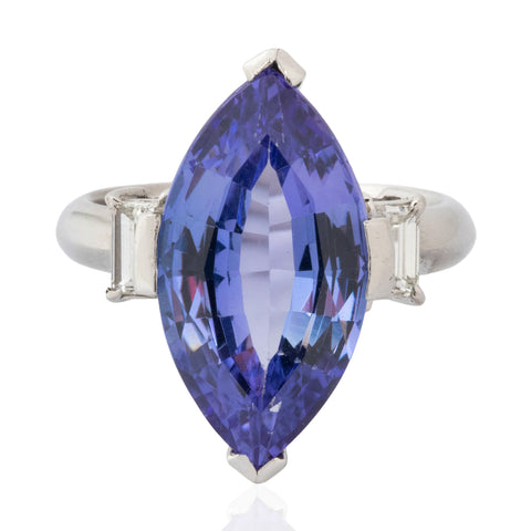7.04ctw Vintage Tanzanite & Diamond Ring