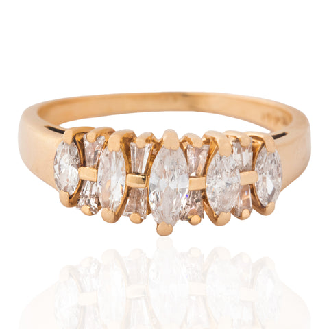 1.05ctw Vintage Mixed Cut Marquise & Baguette Ring