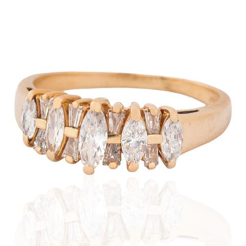 1.05ctw Vintage Mixed Cut Marquise & Baguette Ring