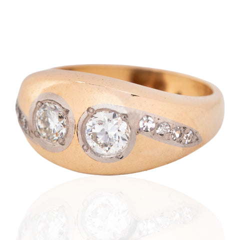 .72ctw Vintage Old European Cut Diamond Twin Stone Ring