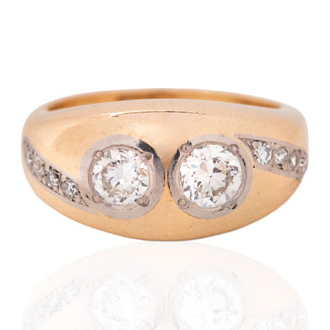 .72ctw Vintage Old European Cut Diamond Twin Stone Ring