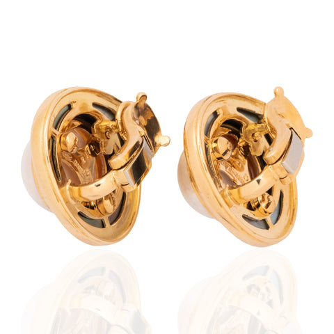 Vintage Pearl & Onyx Earrings, by Marina B