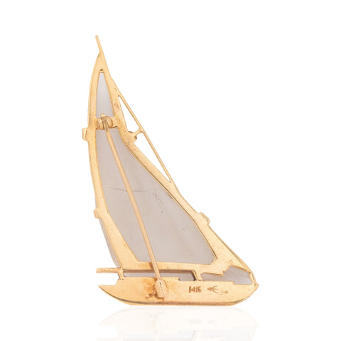 Vintage Quartz Sailboat Brooch