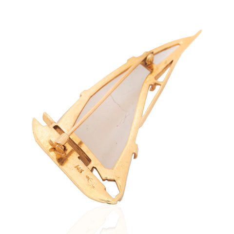 Vintage Quartz Sailboat Brooch