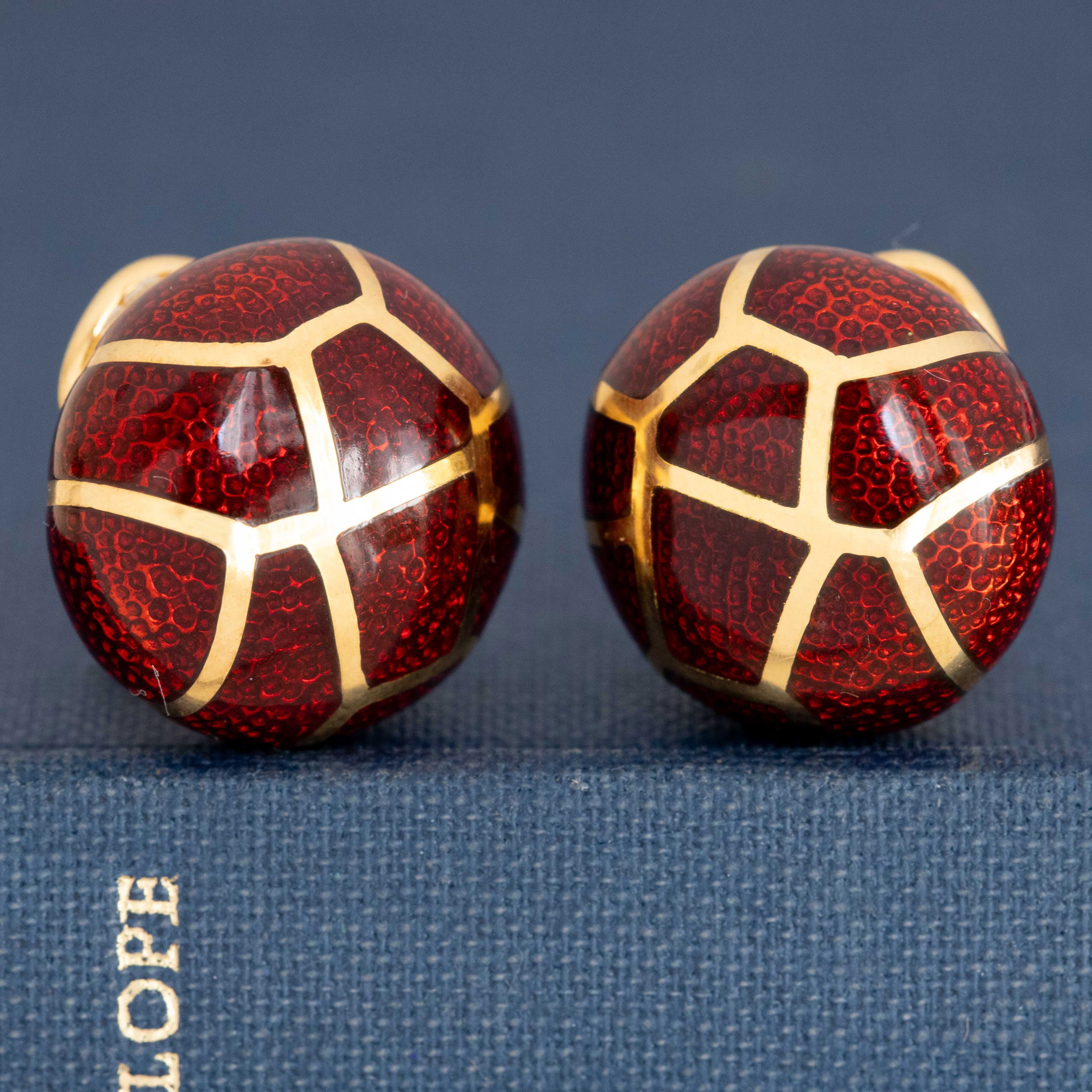 Vintage Red Enamel Clip-On Earrings, by Angela Cummings for Tiffany & Co.