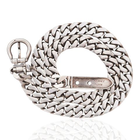Vintage Silver Buckle Necklace, by Hermes Paris