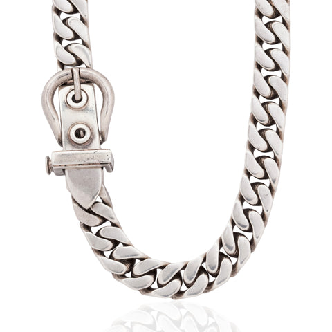 Vintage Silver Buckle Necklace, by Hermes Paris
