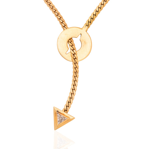Vintage Triangle Cut Diamond Bolo Necklace, French