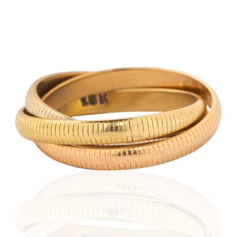 Vintage Triple Gold Fluted Rolling Ring, by Cartier