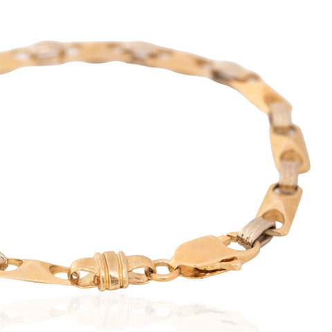 Vintage Two-Tone Tab Link Bracelet