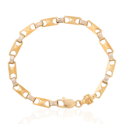 Vintage Two-Tone Tab Link Bracelet